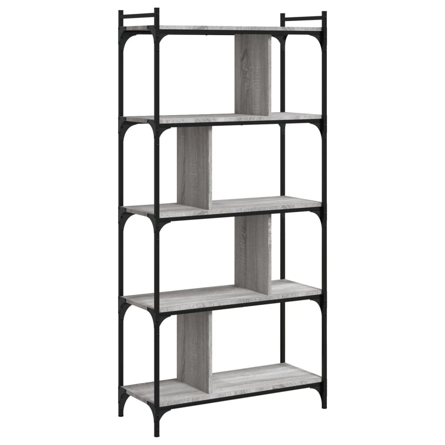 Boekenkast 5-Laags 76X32X158 Cm Bewerkt Hout Grijs Sonoma
