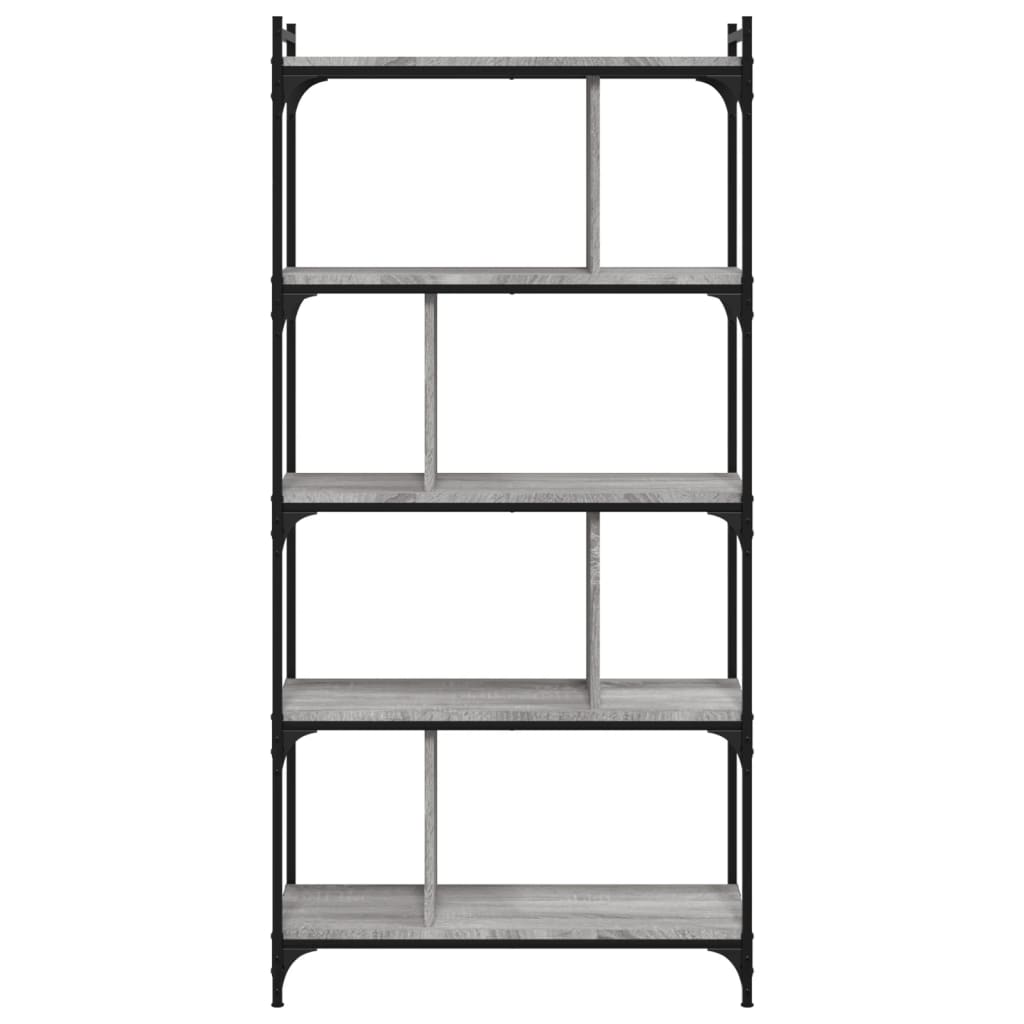 Boekenkast 5-Laags 76X32X158 Cm Bewerkt Hout Grijs Sonoma