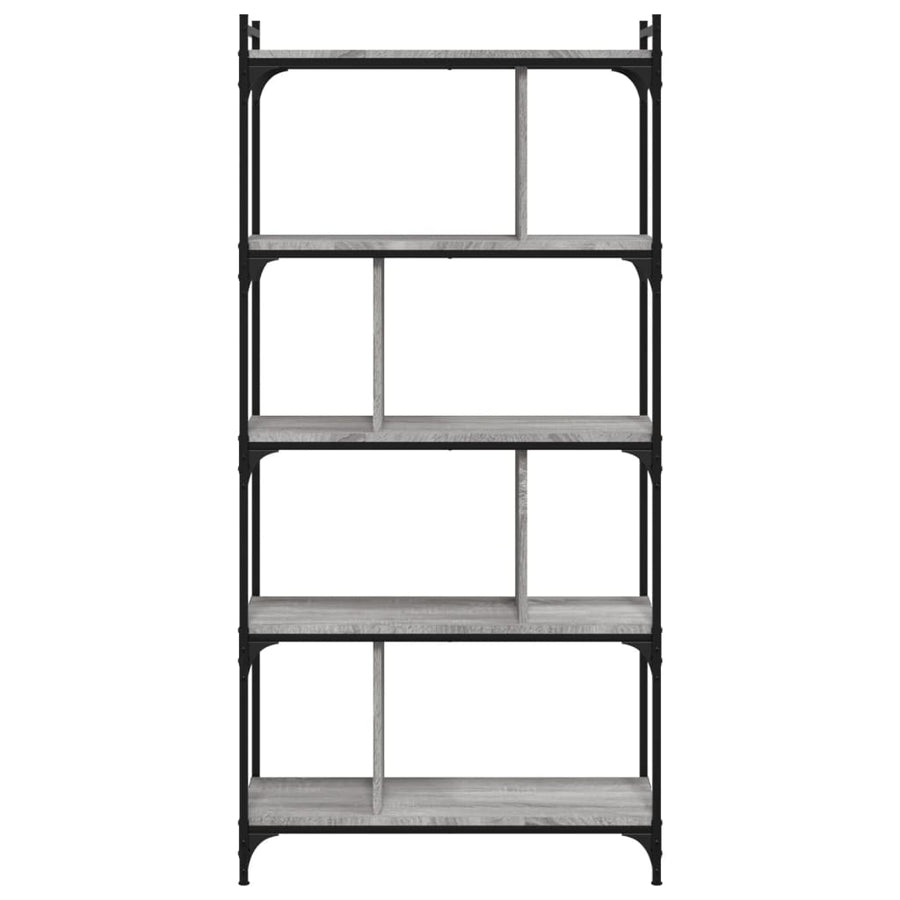 Boekenkast 5-Laags 76X32X158 Cm Bewerkt Hout Grijs Sonoma
