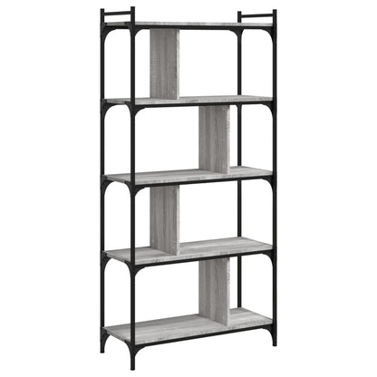 Boekenkast 5-Laags 76X32X158 Cm Bewerkt Hout Grijs Sonoma