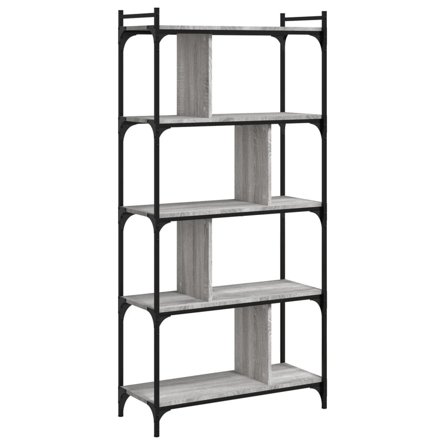 Boekenkast 5-Laags 76X32X158 Cm Bewerkt Hout Grijs Sonoma