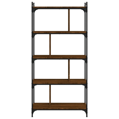 Boekenkast 5-Laags 76X32X158 Cm Bewerkt Hout Bruin Eikenkleur