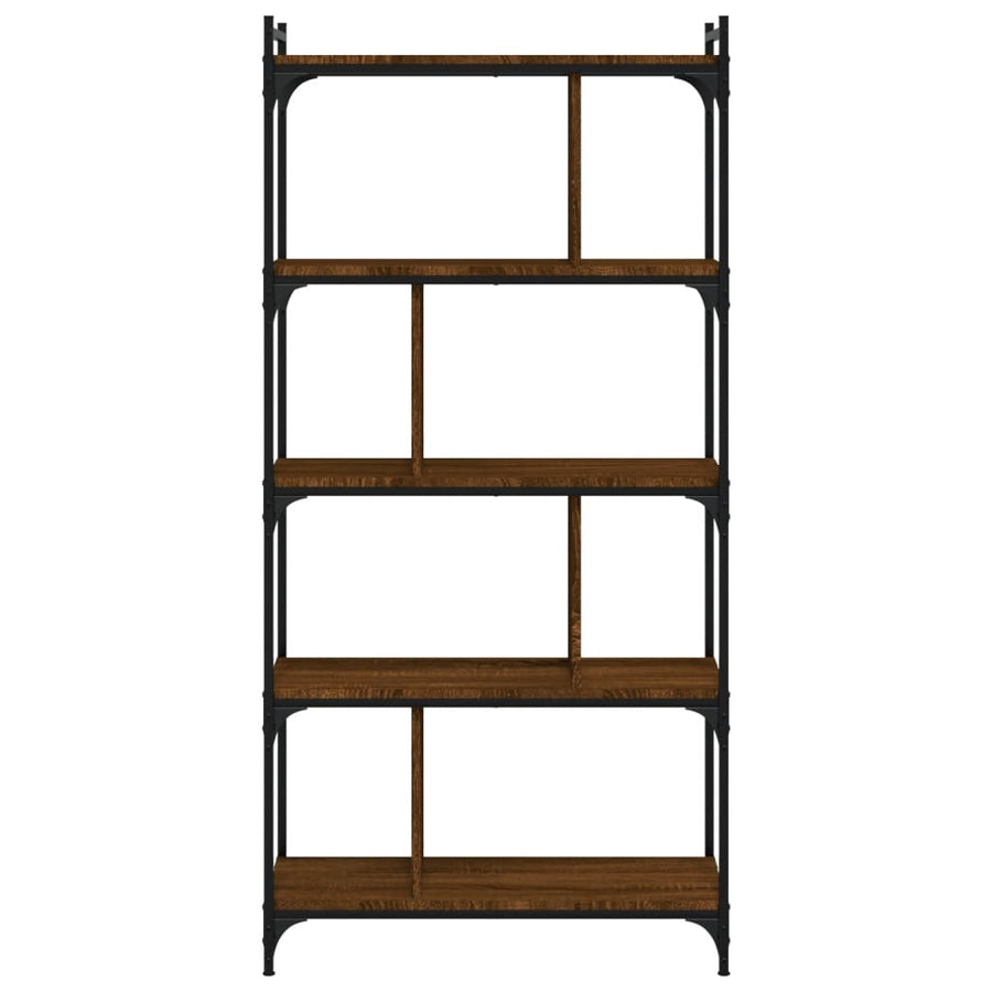 Boekenkast 5-Laags 76X32X158 Cm Bewerkt Hout Bruin Eikenkleur
