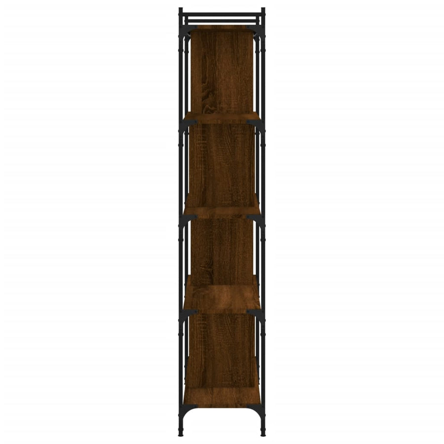 Boekenkast 5-Laags 76X32X158 Cm Bewerkt Hout Bruin Eikenkleur