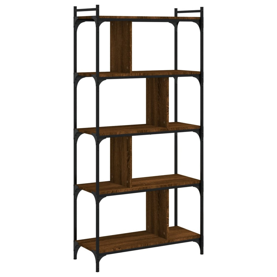 Boekenkast 5-Laags 76X32X158 Cm Bewerkt Hout Bruin Eikenkleur