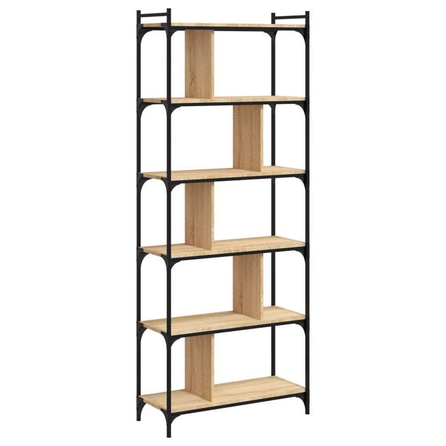 Boekenkast 6-Laags 76X32X192 Cm Bewerkt Hout Sonoma Eikenkleur