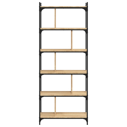 Boekenkast 6-Laags 76X32X192 Cm Bewerkt Hout Sonoma Eikenkleur