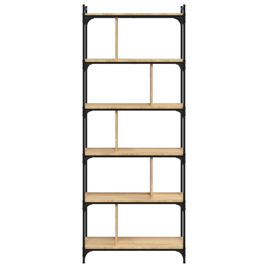 Boekenkast 6-Laags 76X32X192 Cm Bewerkt Hout Sonoma Eikenkleur