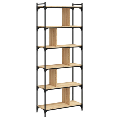 Boekenkast 6-Laags 76X32X192 Cm Bewerkt Hout Sonoma Eikenkleur