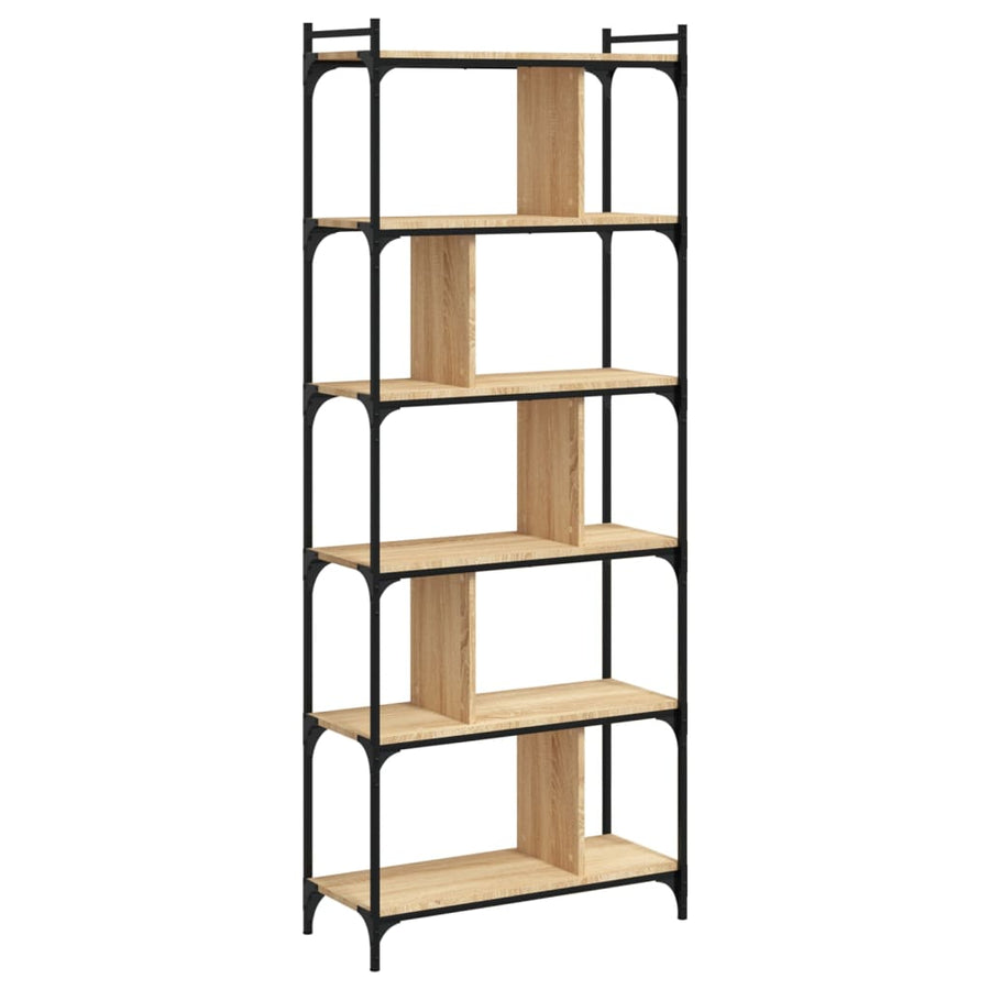 Boekenkast 6-Laags 76X32X192 Cm Bewerkt Hout Sonoma Eikenkleur