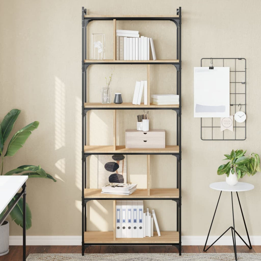 Boekenkast 6-Laags 76X32X192 Cm Bewerkt Hout Sonoma Eikenkleur