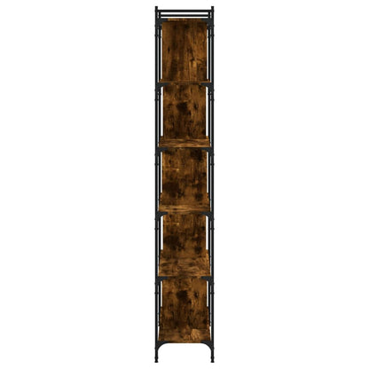 Boekenkast 6-Laags 76X32X192 Cm Bewerkt Hout Gerookt Eikenkleur