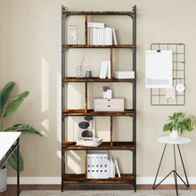 Boekenkast 6-Laags 76X32X192 Cm Bewerkt Hout Gerookt Eikenkleur