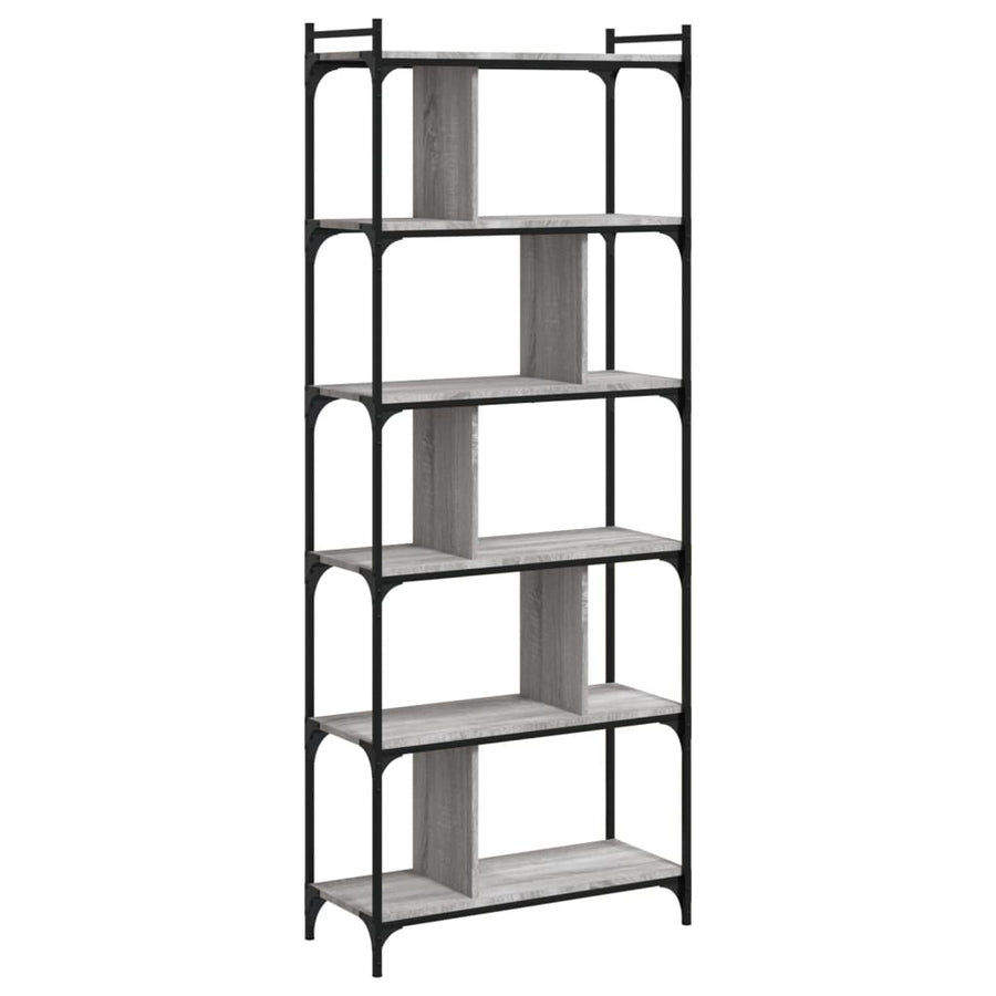 Boekenkast 6-Laags 76X32X192 Cm Bewerkt Hout Grijs Sonoma