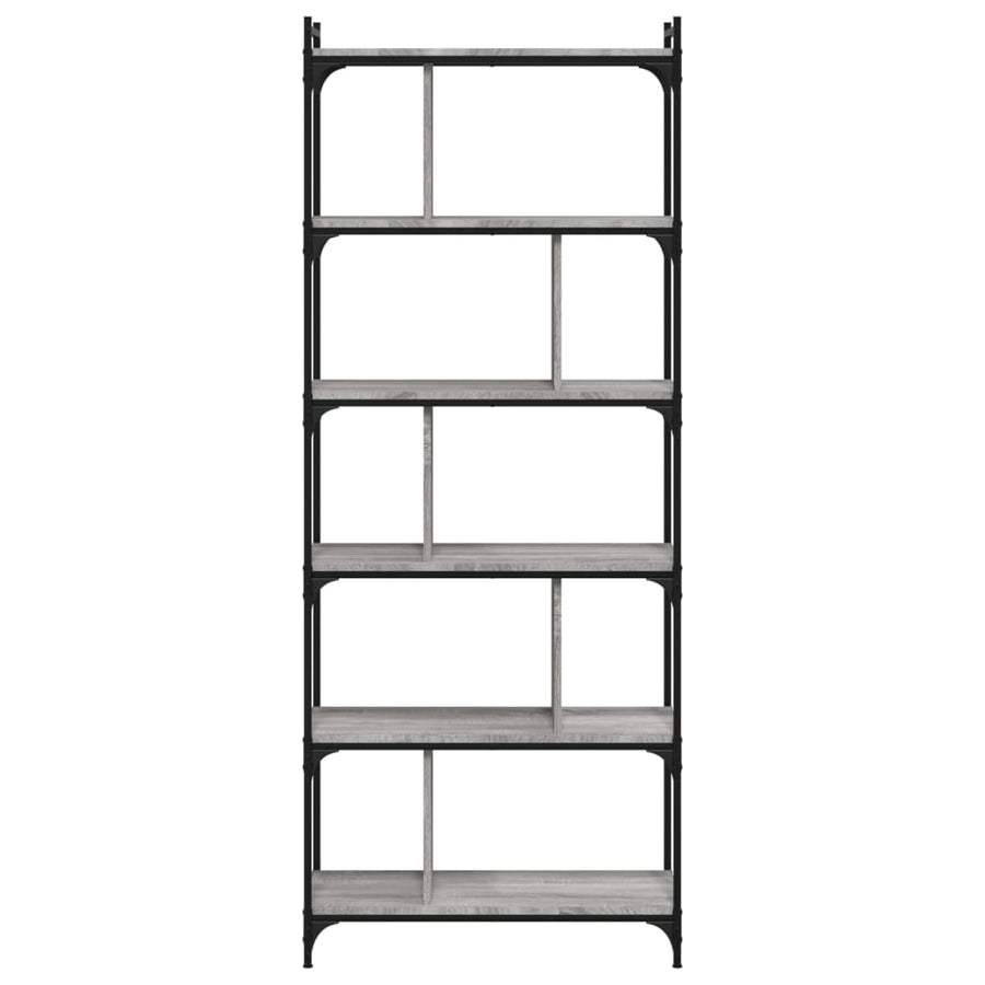 Boekenkast 6-Laags 76X32X192 Cm Bewerkt Hout Grijs Sonoma
