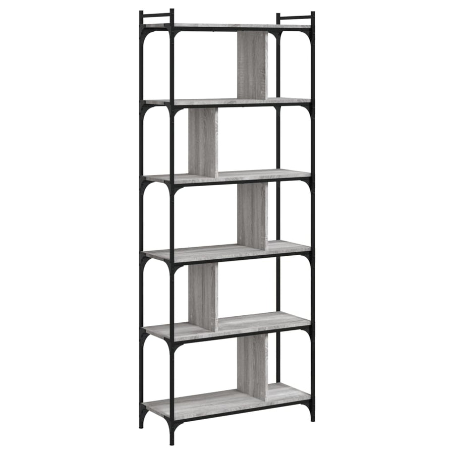Boekenkast 6-Laags 76X32X192 Cm Bewerkt Hout Grijs Sonoma