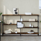 Console table 160x32x95 cm carved wood smoked oak look