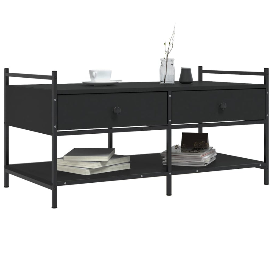 Salontafel Bewerkt Hout 99 x 50 x 50 cm Zwart