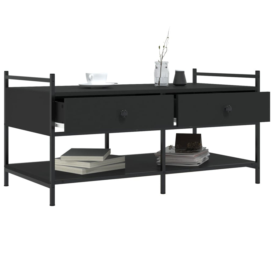 Salontafel Bewerkt Hout 99 x 50 x 50 cm Zwart