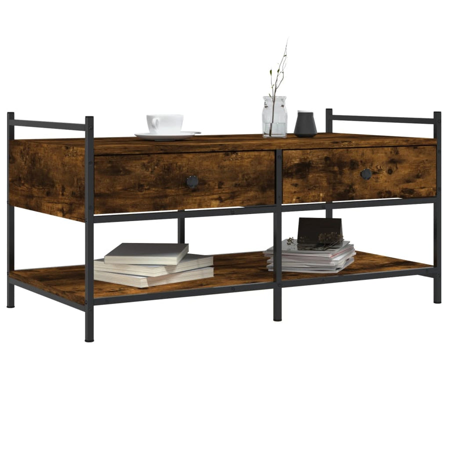 Salontafel Bewerkt Hout Kleurig 99 x 50 x 50 cm Gerookt eiken
