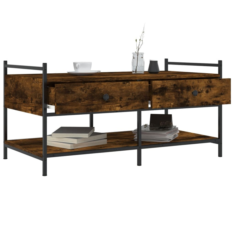 Salontafel Bewerkt Hout Kleurig 99 x 50 x 50 cm Gerookt eiken