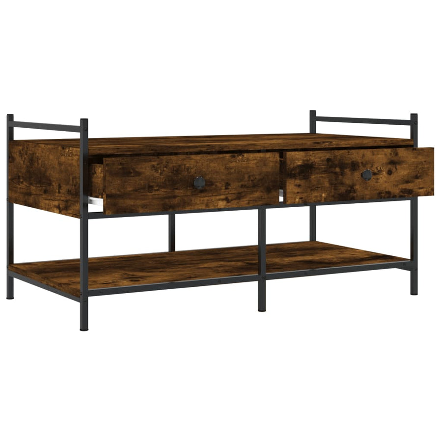 Salontafel Bewerkt Hout Kleurig 99 x 50 x 50 cm Gerookt eiken