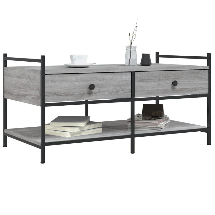 Salontafel Bewerkt Hout Eikenkleurig 99 x 50 x 50 cm Grijs sonoma