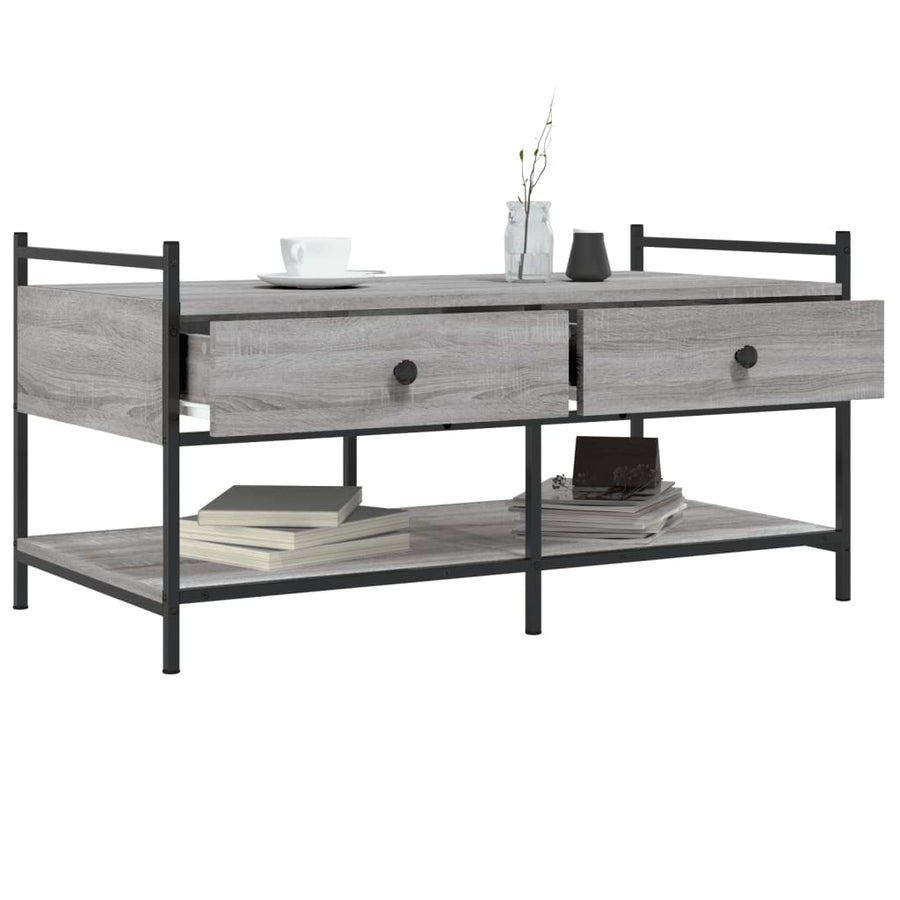 Salontafel Bewerkt Hout Eikenkleurig 99 x 50 x 50 cm Grijs sonoma