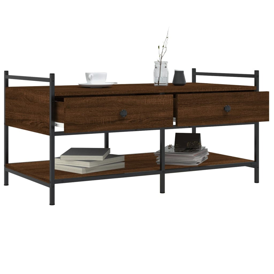 Salontafel Bewerkt Hout 99 x 50 x 50 cm bruin eikenkleur