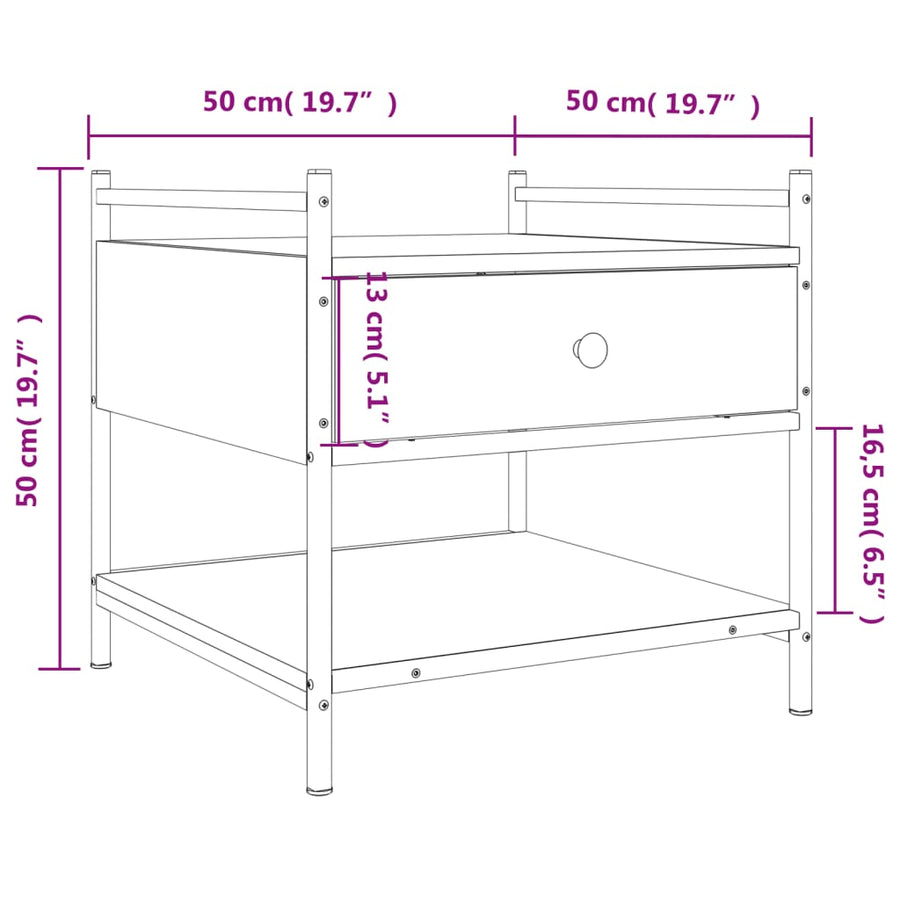 Salontafel Bewerkt Hout 50 x 50 x 50 cm Zwart
