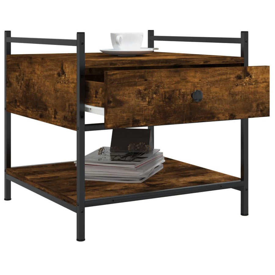Salontafel Bewerkt Hout Kleurig 50 x 50 x 50 cm Gerookt eiken