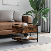 Salontafel 50x50x50 cm bewerkt hout gerookt eiken
