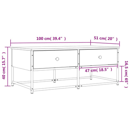Salontafel Bewerkt Hout 100 x 51 x 40 cm Zwart