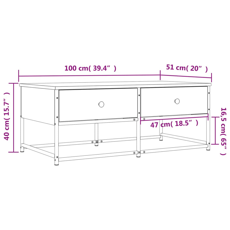 Salontafel Bewerkt Hout 100 x 51 x 40 cm Zwart