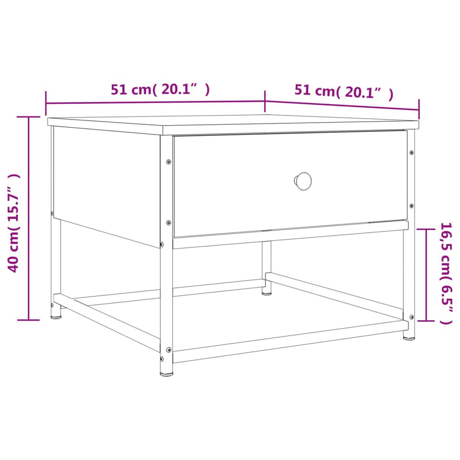 Salontafel Bewerkt Hout 51 x 51 x 40 cm bruin eikenkleur