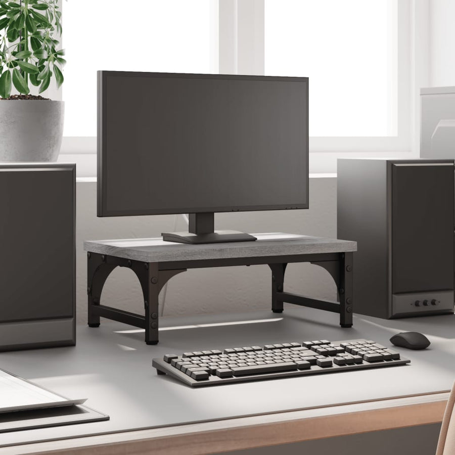 Monitorstandaard 37x23x14 cm bewerkt hout grijs sonoma eiken 37 x 23 x 14 cm Grijs sonoma