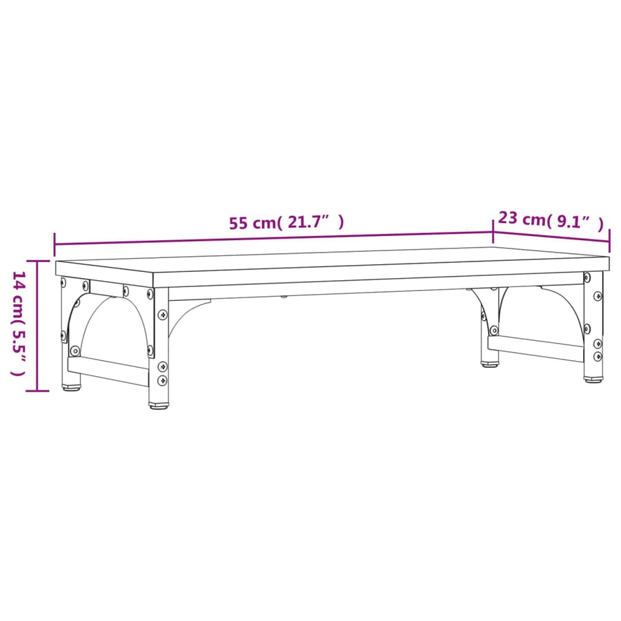Monitorstandaard Bewerkt Hout Kleurig 55 x 23 x 14 cm Gerookt eiken