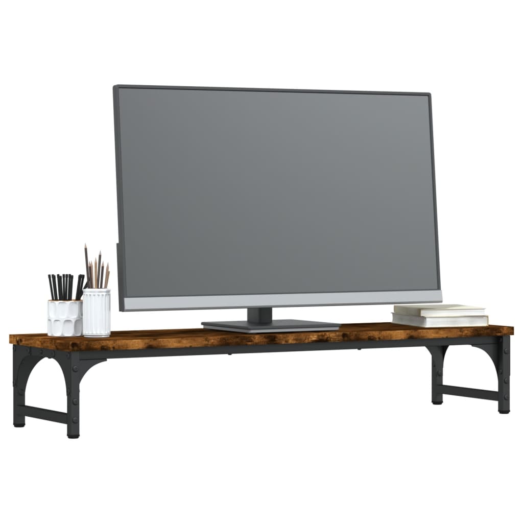 Monitorstandaard 85x23x15,5 cm bewerkt hout gerookt eikenkleur