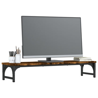 Monitorstandaard 85x23x15,5 cm bewerkt hout gerookt eikenkleur