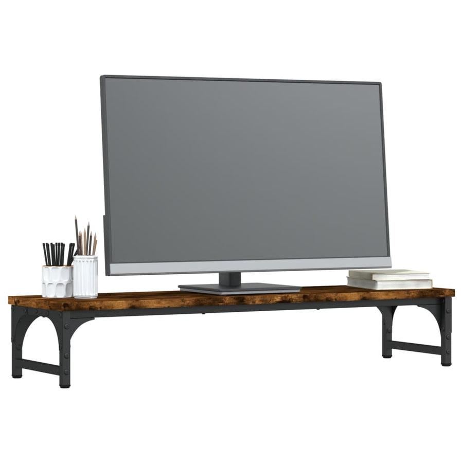 Monitorstandaard 85x23x15,5 cm bewerkt hout gerookt eikenkleur