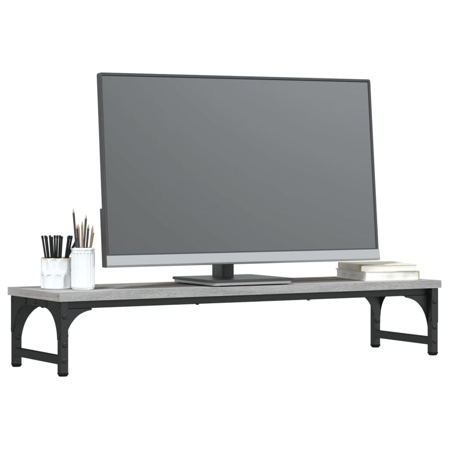 Monitorstandaard 85x23x15,5 cm bewerkt hout grijs sonoma eiken