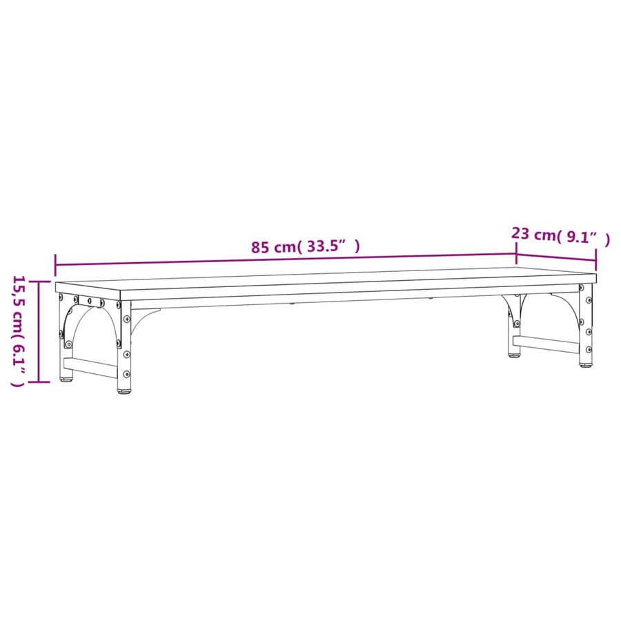 Monitorstandaard 85x23x15,5 cm bewerkt hout grijs sonoma eiken