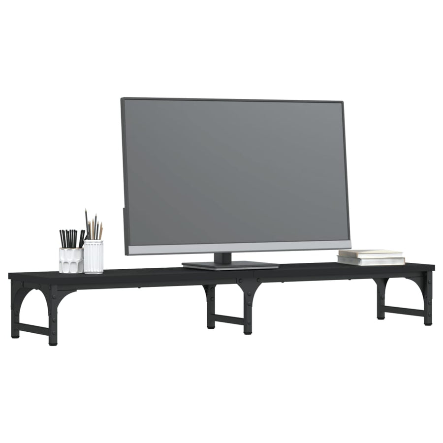 Monitorstandaard 105x23x15,5 cm bewerkt hout zwart 105 x 23 x 15.5 cm Zwart