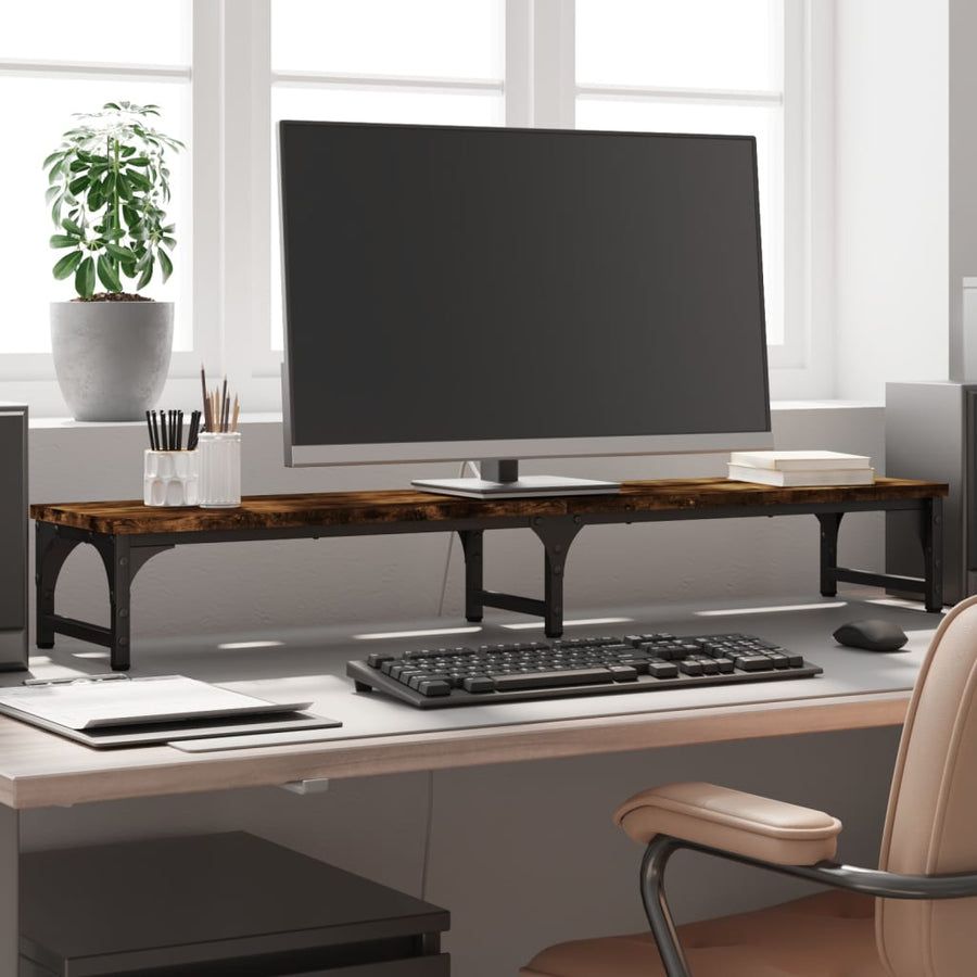 Monitorstandaard 105x23x15,5 cm bewerkt hout gerookt eikenkleur 105 x 23 x 15.5 cm Gerookt eiken