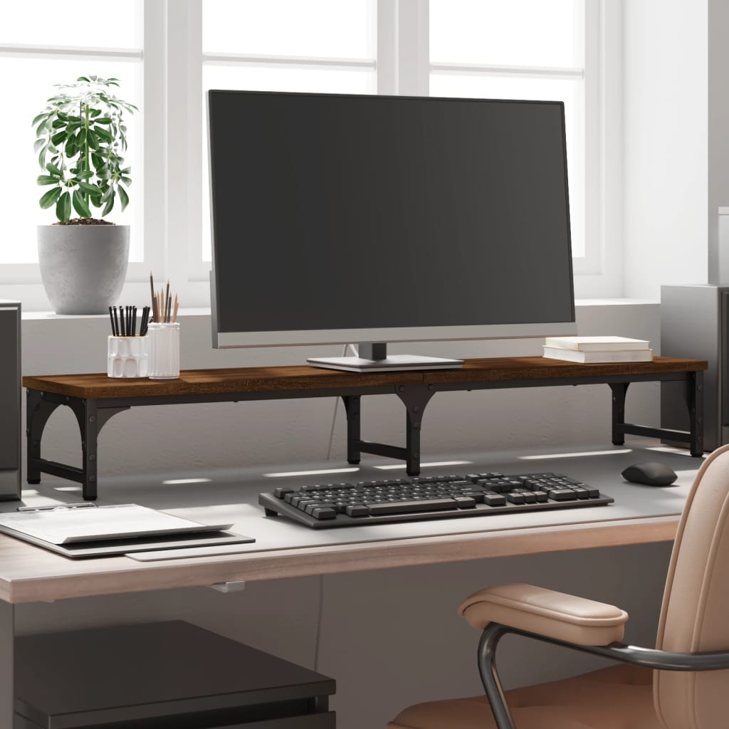 Monitorstandaard 105X23X15,5 Cm Bewerkt Hout 105 x 23 x 15.5 cm bruin eikenkleur