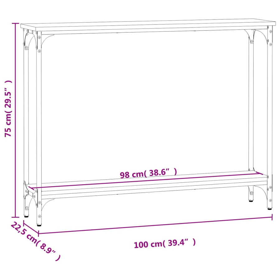 Wandtafel 100X22,5X75 Cm Bewerkt Hout Eikenkleurig Grijs sonoma