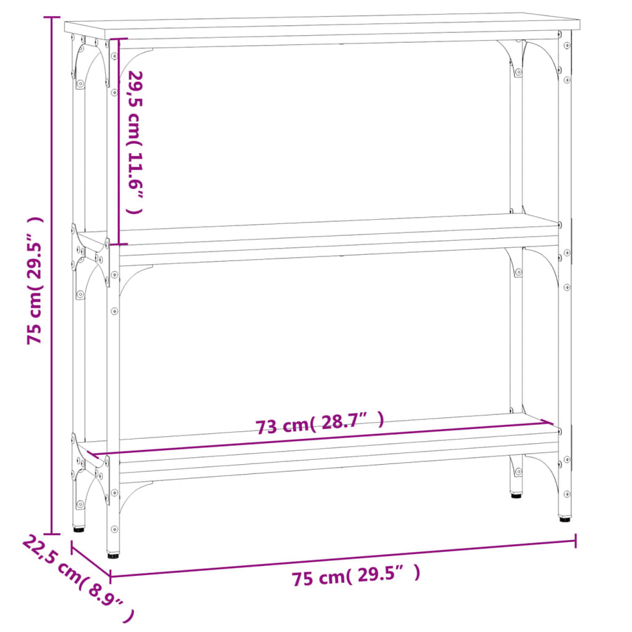 Wandtafel 75X22,5X75 Cm Bewerkt Hout Zwart