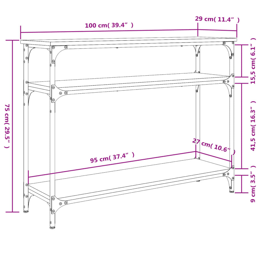 Wandtafel 100X29X75 Cm Bewerkt Hout Sonoma Eikenkleurig