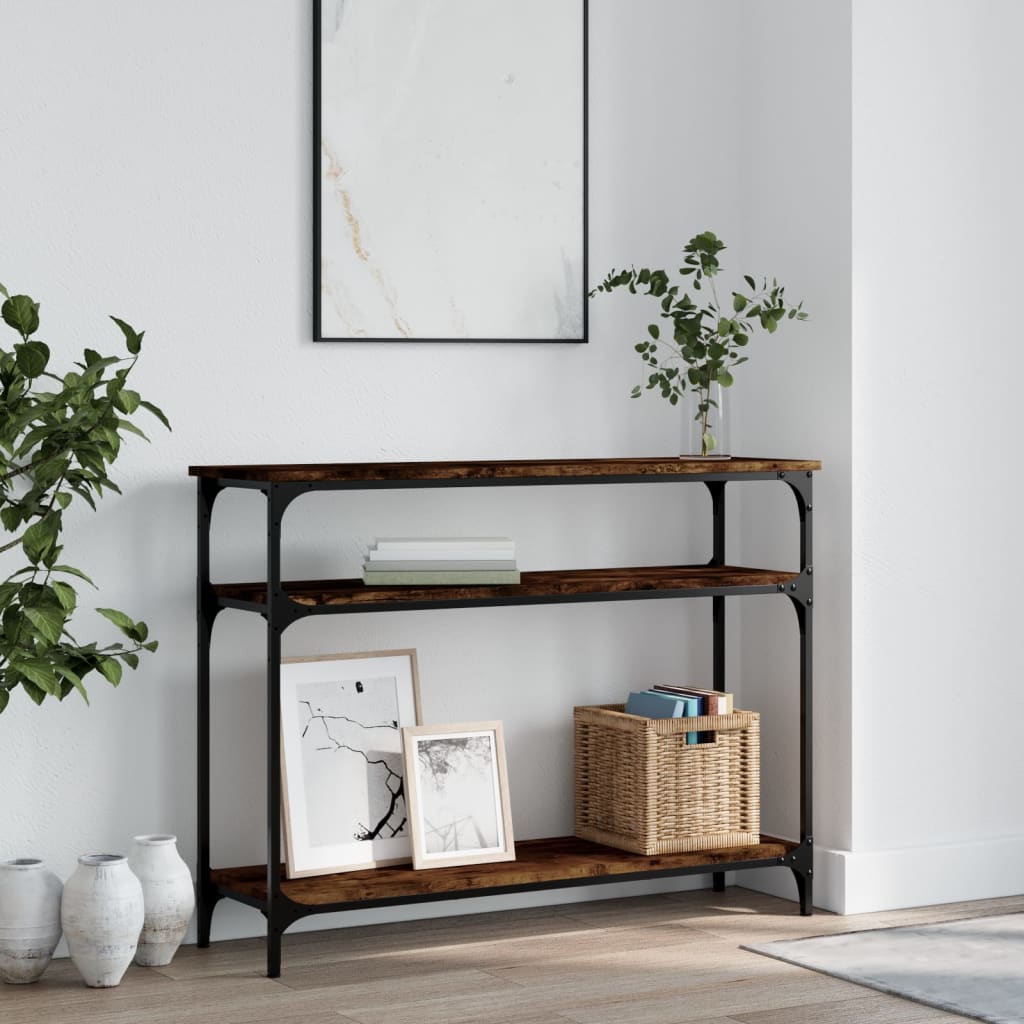 Wandtafel 100X29X75 Cm Bewerkt Hout Gerookt Eikenkleurig