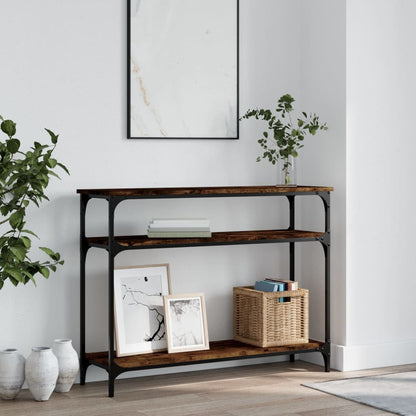 Wandtafel 100X29X75 Cm Bewerkt Hout Gerookt Eikenkleurig